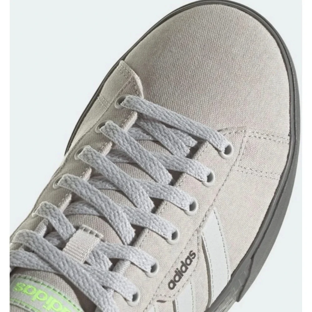 Adidas Daily 3.0 Mens Sneakers‎ Beige Grey Lime Green Canvas Skate Shoes 10